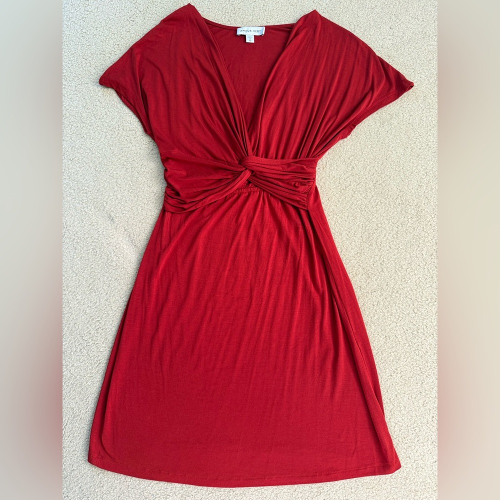 Amour Vert Red Twist-Front Dress